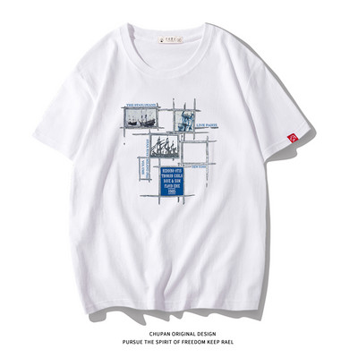 Ανδρικό μπλουζάκι με επιγραφή και κοντά μανίκια