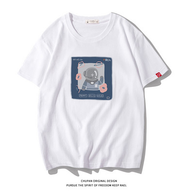 Ανδρικό μπλουζάκι με επιγραφή και κοντά μανίκια