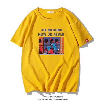 Ανδρικό μπλουζάκι με επιγραφή και κοντά μανίκια