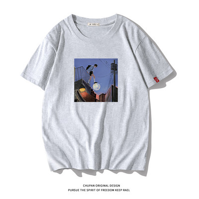 Ανδρικό μπλουζάκι με επιγραφή και κοντά μανίκια