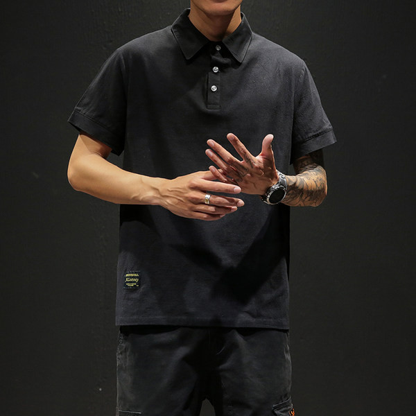 Bluză bărbătească model uni cu mâneci scurte și guler clasic