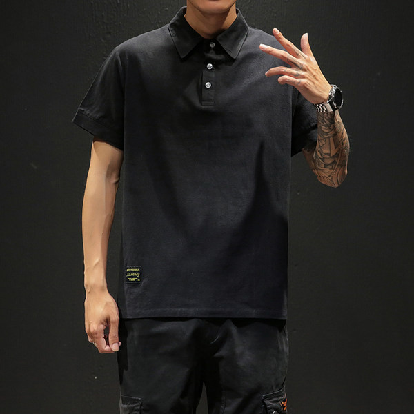 Bluză bărbătească model uni cu mâneci scurte și guler clasic