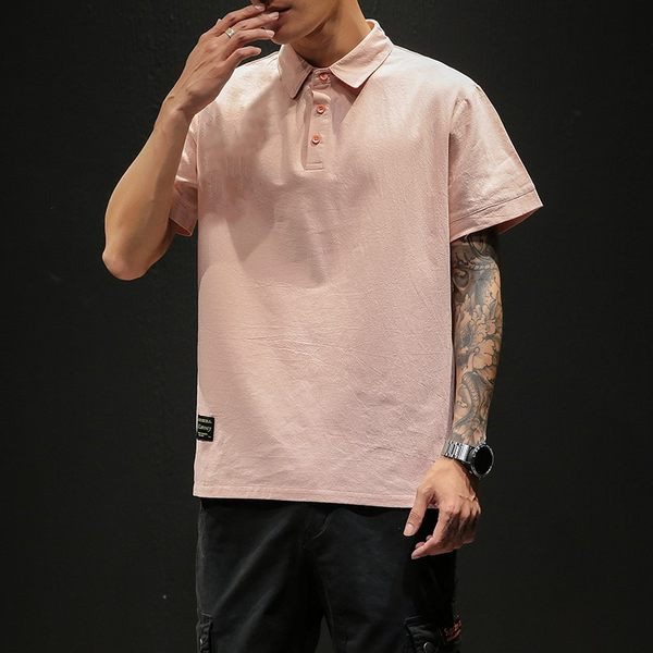 Bluză bărbătească model uni cu mâneci scurte și guler clasic