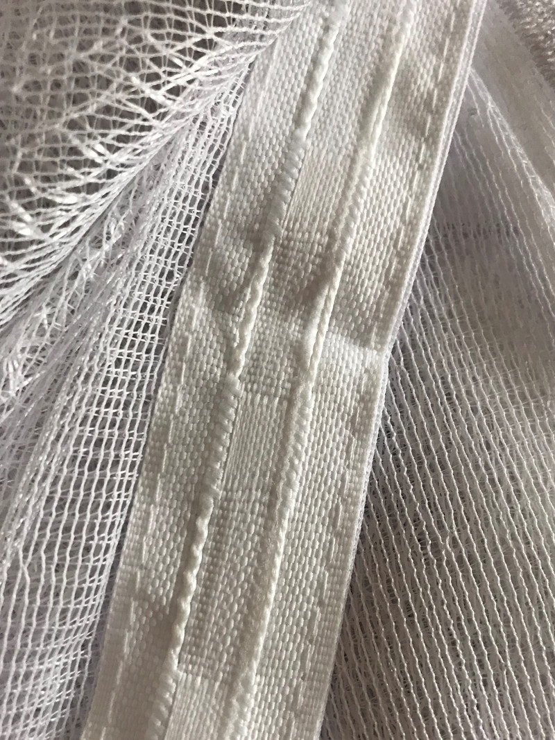 Перде дантела с ширит лента 150x300 cm, 100% Полиестер, Бял цвят