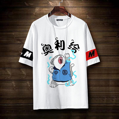 Tricou barbatesc cu decolteu rotund si aplicatie