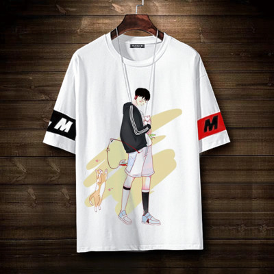 Tricou barbatesc cu decolteu rotund si aplicatie