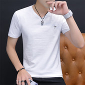 Tricou pentru bărbați cu mâneci scurte și decolteu spitz