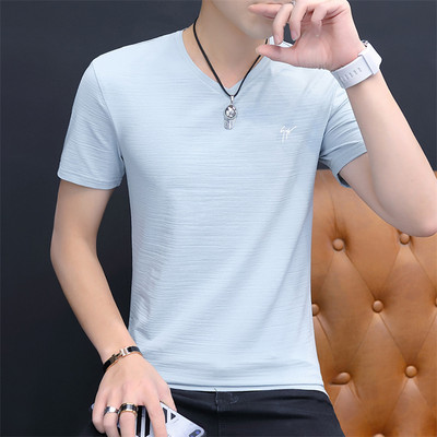 Tricou pentru bărbați cu mâneci scurte și decolteu spitz