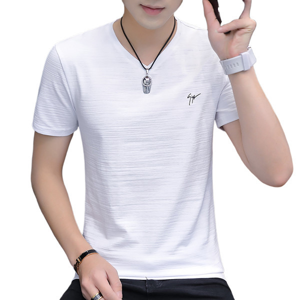 Tricou pentru bărbați cu mâneci scurte și decolteu spitz