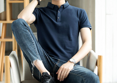 Ανδρικό μπλουζάκι με κλασικό κολάρο και κουμπιά