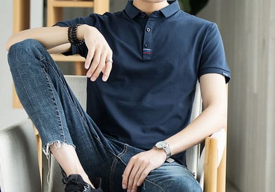 Tricou barbatesc cu nasturi si guler clasic