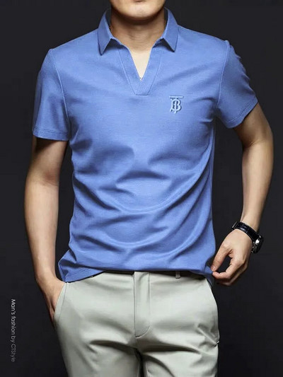 Bluza barbatesta cu broderie si guler clasic