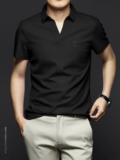 Bluza barbatesta cu broderie si guler clasic