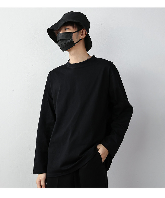 Bluză casual pentru bărbați cu mâneci lungi în alb și negru