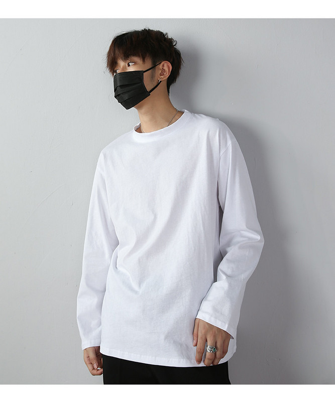 Bluză casual pentru bărbați cu mâneci lungi în alb și negru