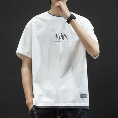 Tricou casual barbatesc cu decolteu oval si maneci scurte in mai multe culori