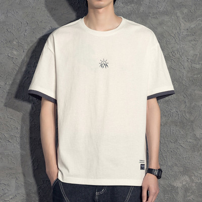 Tricou casual barbatesc cu decolteu oval si maneci scurte in mai multe culori