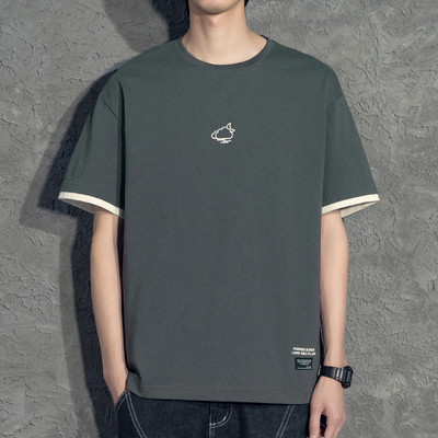 Tricou casual barbatesc cu decolteu oval si maneci scurte in mai multe culori