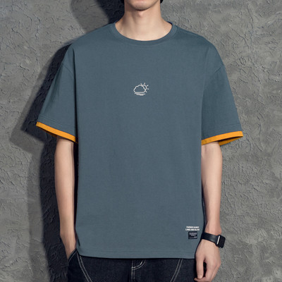 Tricou casual barbatesc cu decolteu oval si maneci scurte in mai multe culori