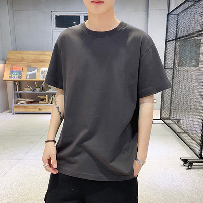 Tricou casual barbatesc cu decolteu oval - model uni