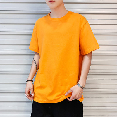 Tricou casual barbatesc cu decolteu oval - model uni