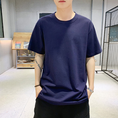 Tricou casual barbatesc cu decolteu oval - model uni