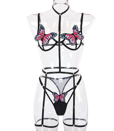 Set intim pentru femei modern cu broderie fluturi