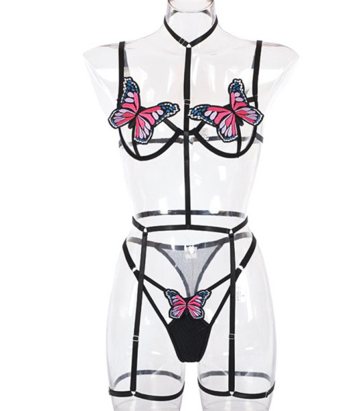 Set intim pentru femei modern cu broderie fluturi