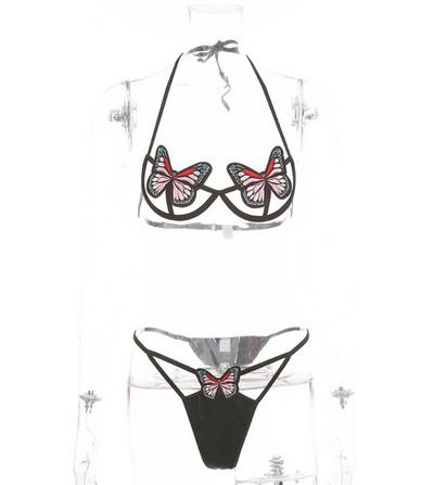 Ženski intimni komplet grudnjak i tange sa vezom leptira