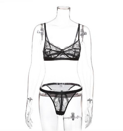 Κομψό γυναικείο σετ - στρινγκ και σουτιέν με δαντέλα