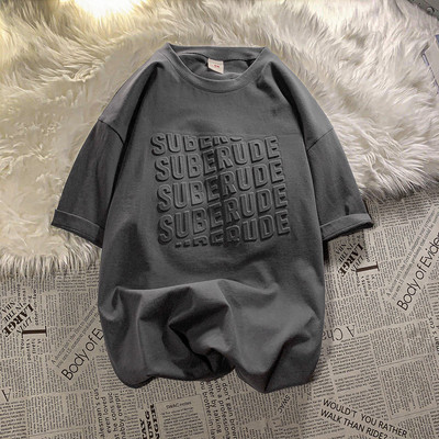 Tricou pentru bărbați cu inscripții și mâneci scurte