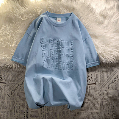 Tricou pentru bărbați cu inscripții și mâneci scurte