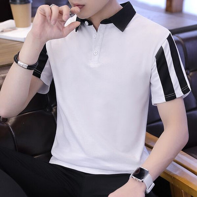 Tenis bărbătesc din bumbac cu mânecă scurtă, cu guler clasic