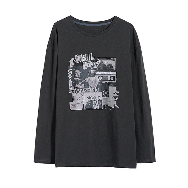 Bluză casual bărbătească cu mâneci lungi și aplicație