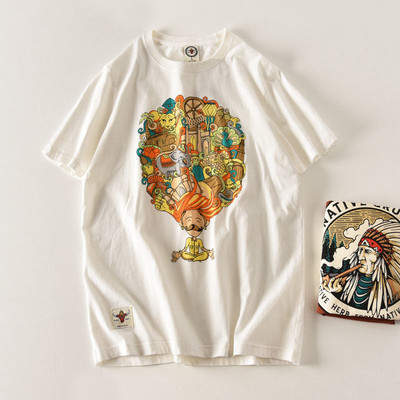 Tricou modern pentru bărbați cu decolteu oval și aplicație