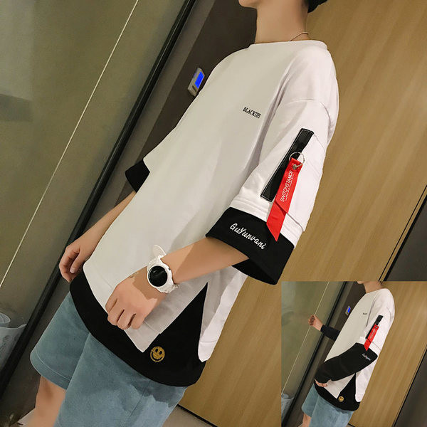 Tricou barbatesc model nou cu maneci scurte si decolteu oval in mai multe culori