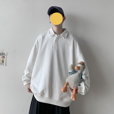 Bluza barbatesta cu guler clasic - model larg