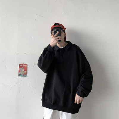 Bluza barbatesta cu guler clasic - model larg