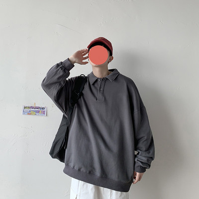 Bluza barbatesta cu guler clasic - model larg