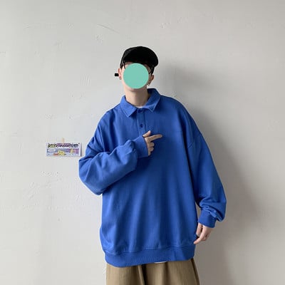 Bluza barbatesta cu guler clasic - model larg