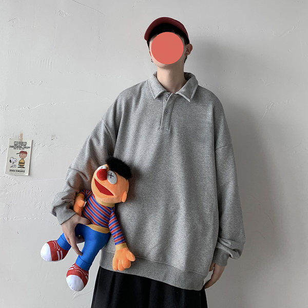 Bluza barbatesta cu guler clasic - model larg