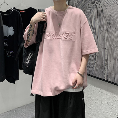 Tricou bărbătesc cu inscripție și decolteu rotund