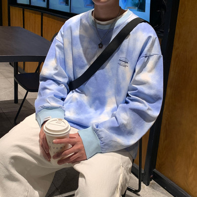 Bluză pentru bărbați cu mâneci lungi și decolteu oval