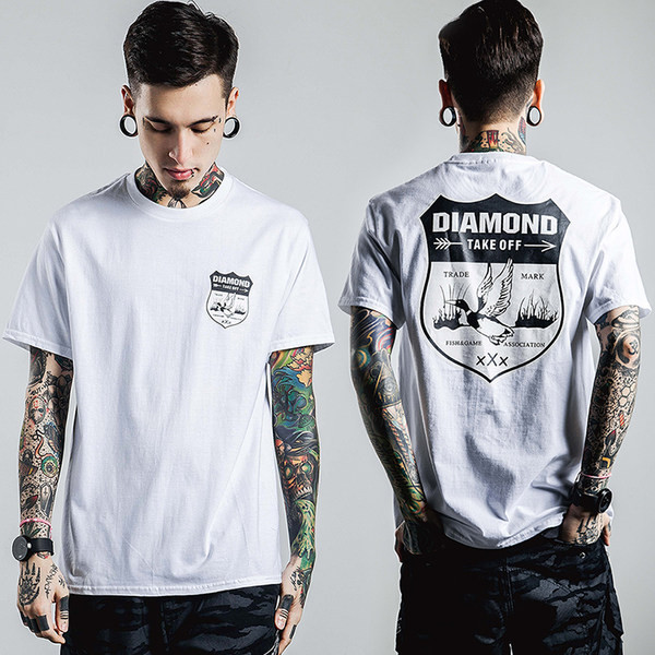 Tricou barbatesc model nou cu imprimeu si maneci scurte in mai multe culori