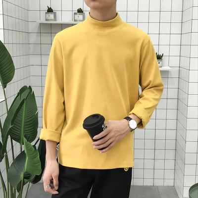 Bluză pentru bărbați de culoare uni cu guler scăzut