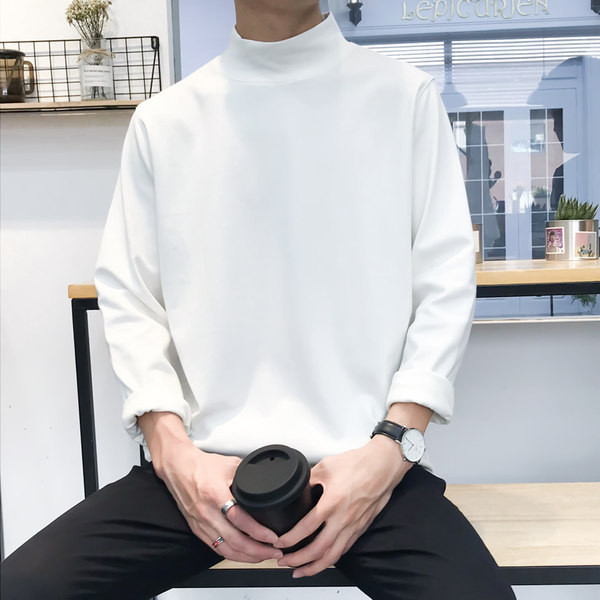 Bluză pentru bărbați de culoare uni cu guler scăzut