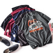 Tricou casual barbatesc cu aplicatie si decolteu oval