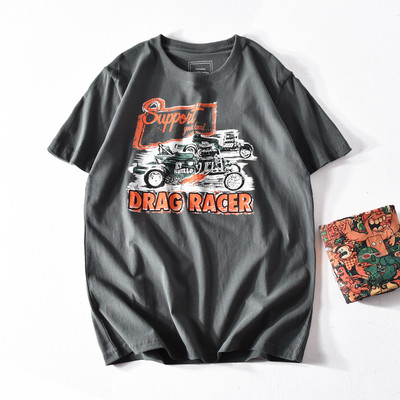 Tricou casual barbatesc cu aplicatie si decolteu oval