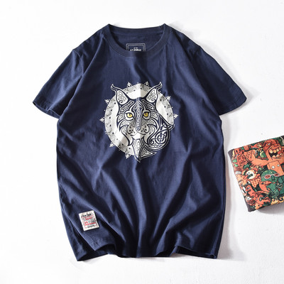 Tricou casual barbatesc cu aplicatie si decolteu oval