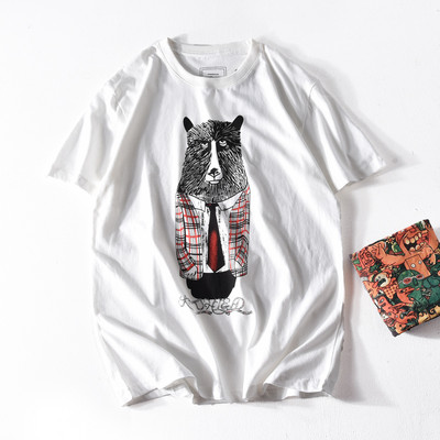 Tricou casual barbatesc cu aplicatie si decolteu oval